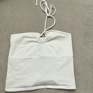 White hollister cinch halter top